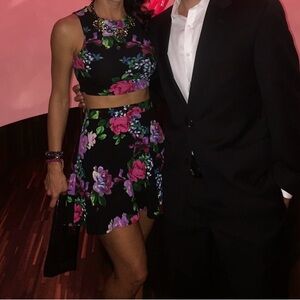 Show me your MuMu Floral Black Skirt Set